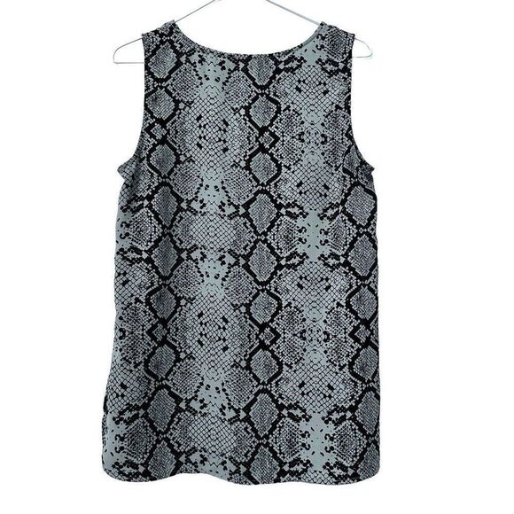 Halogen Nordstrom Snake Print Hi Low Hem Sleeveless Woven Shell Tank Top Gray Bl - Picture 2 of 4